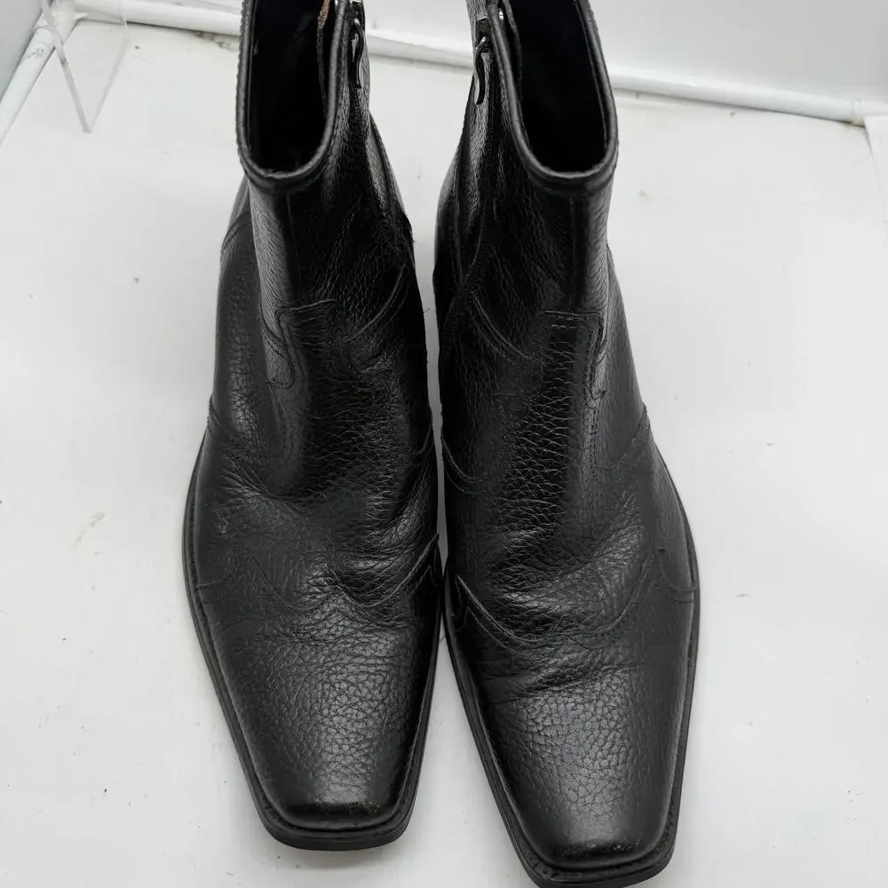 Donald J. Pliner Dallas Black Mens 11 Pebbled Leather Ankle Zip Dress